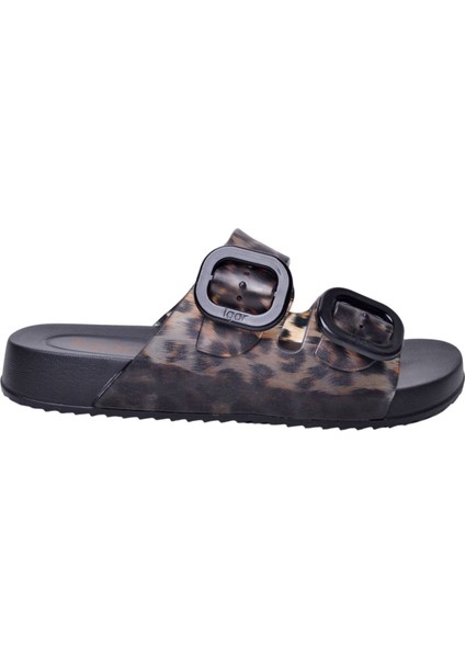 S10336-002 Habana Brillo Leo Negro Kadın Terlik