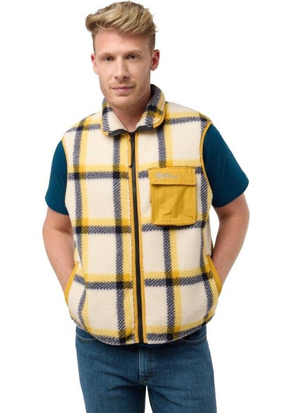 Jack Wolfskin Felslicht Check Vest M Erkek Yelek A60061-A0028 Panna Cotta