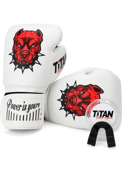 Titan Sport Model-2 Beyaz Bitbull Desenli Boks Eldiveni