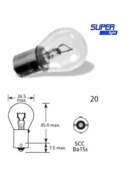 Ba15S Halojen Fren Park Ampulü Tek Duy 1156/P21W/12V/21-5W