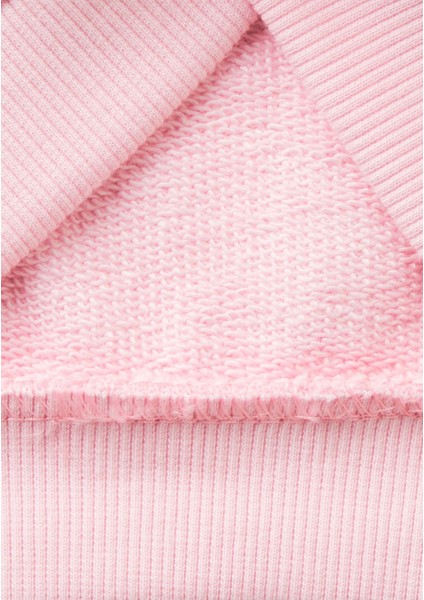 Benetton Kız Çocuk Açık Pembe Önü Logo Baskılı Normal Kesim Fermuarlı Cepli Sweatshirt modelleri