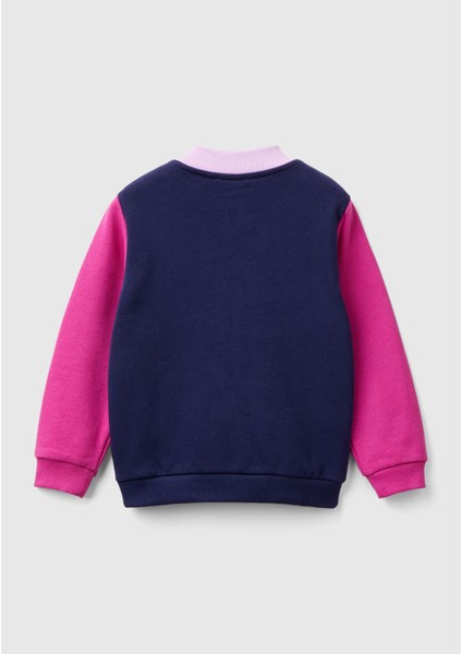 Benetton Kız Çocukmix Önü Logo Baskılı Normal Kesim Fermuarlı Cepli Sweatshirt fiyatları