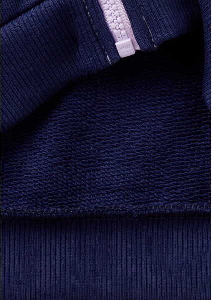 Benetton Kız Çocukmix Önü Logo Baskılı Normal Kesim Fermuarlı Cepli Sweatshirt modelleri