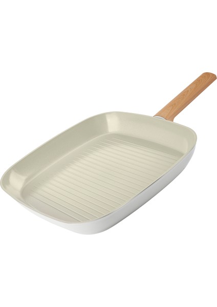 Swiss Crystal Almond Cream Indüksiyon Tabanlı Grill Tava 28 cm