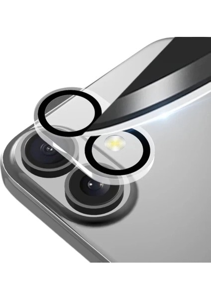 Apple iPhone 16 ile Uyumlu Kristal Netlik 9h Kırılma Karşıtı Cam Kamera Ünitesi ve Lens Koruyucu