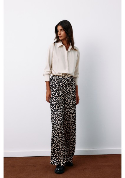 Yüksek Bel Leopar Pantolon - Siyah fiyatları