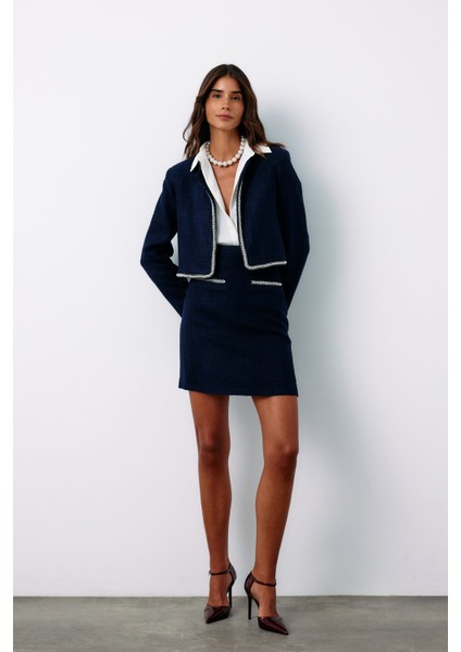 Aksesuar Detaylı Tüvit Etek - Lacivert fiyatları