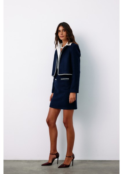 Aksesuar Detaylı Tüvit Etek - Lacivert modelleri