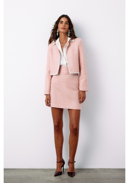 Aksesuar Detaylı Tüvit Etek - Pudra indirimleri