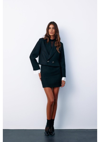 Manşet Detaylı Tüvit Ceket - Siyah fiyatları