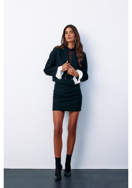 Manşet Detaylı Tüvit Ceket - Siyah modelleri