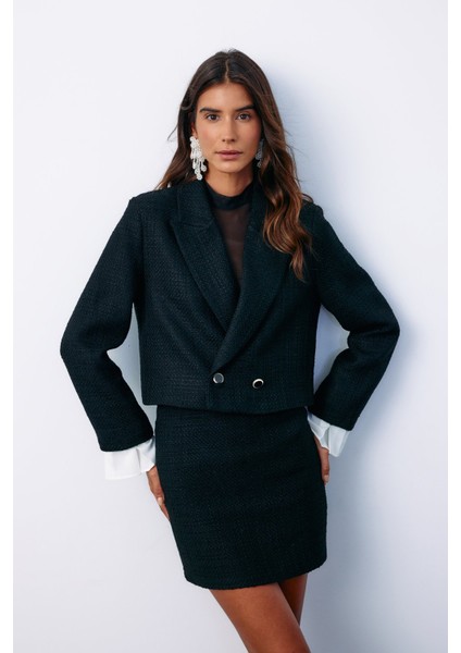 Manşet Detaylı Tüvit Ceket - Siyah fırsatları
