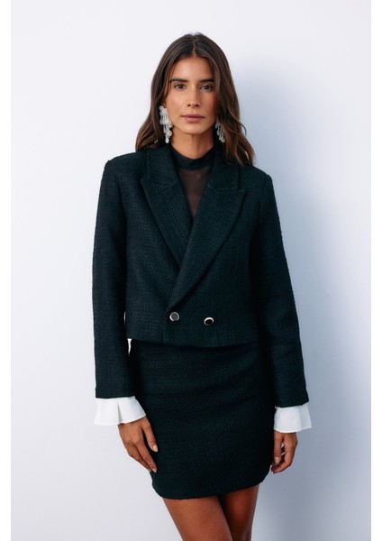 Manşet Detaylı Tüvit Ceket - Siyah indirimleri