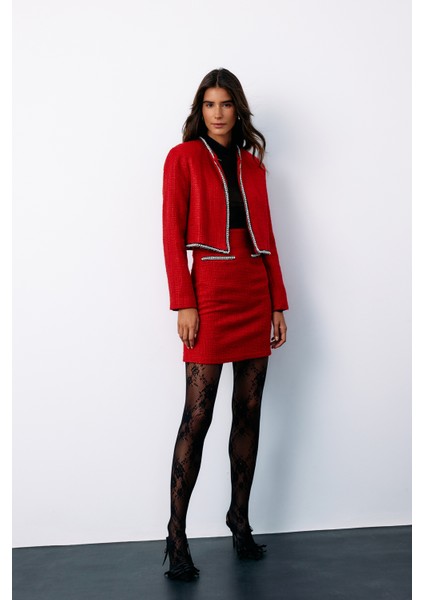 Aksesuar Detaylı Tüvit Etek - Kırmızı fiyatları