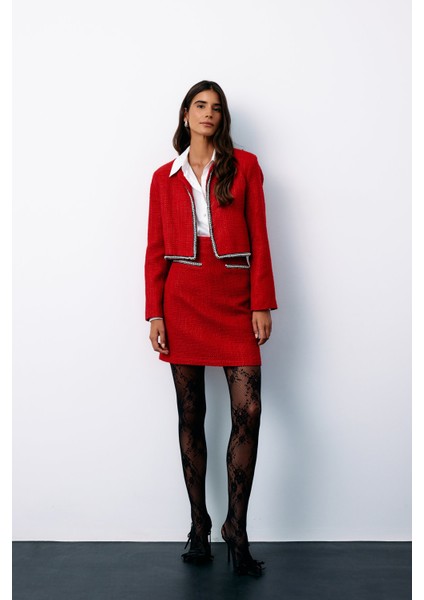 Aksesuar Detaylı Tüvit Etek - Kırmızı fırsatları