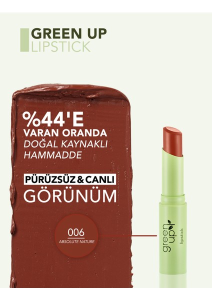 Green Up Yüksek Pigmentli & Yarı Mat Bitişli Vegan Ruj modelleri