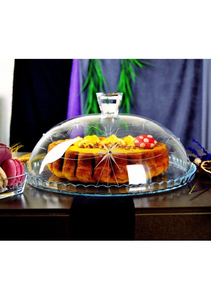 Cam Kapaklı Kek Fanusu Mira Desenli modelleri