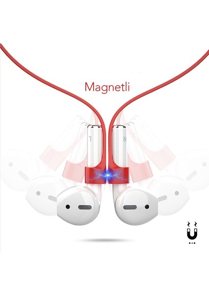 Airpods 1. / Pro / 2. / 3. / 4. / Max Uyumlu Manyetikli Silikon Boyun Askısı Düşmeyi Engelleyen Ip