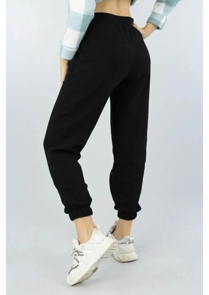 Kadın Jogger Eşofman Altı Yüksek Bel Siyah 2 İplik Kumaş Modern Tasarım fiyatları