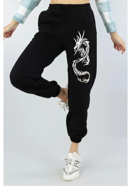 Kadın Jogger Eşofman Altı Yüksek Bel Siyah 2 İplik Kumaş Modern Tasarım modelleri