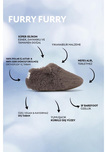 Furry Furry Gri Kürk Barefoot Patik modelleri