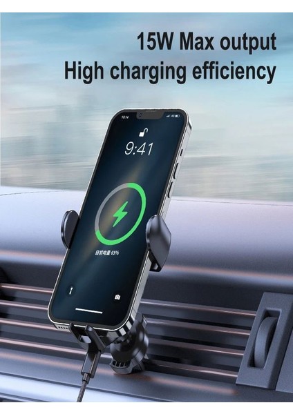 15WATT Wireless Kablosuz Dokunmatik Şarj Cihazı Elektrikli Araç Içi Telefon Tutucu Stand
