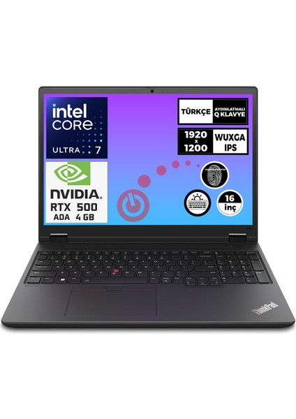 Thinkpad P16V G2 Ultra 7 155H 32GB 6tb SSD 4 GB Rtx 500 Ada 16" Wuxga Freedos 21KYS03CTX 015