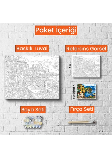 Sayılarla Boyama Tuval Seti Fırça Boya Dahil 40 x 50 cm Çıtalı Kırmızı Bugatti