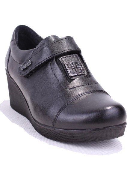 DZA32-042 Siyah Günlük Deri Kadın Ayakkabı
