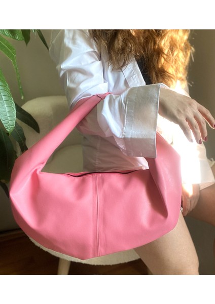Suni Deri Kadın Omuz Çantası Pembe modelleri