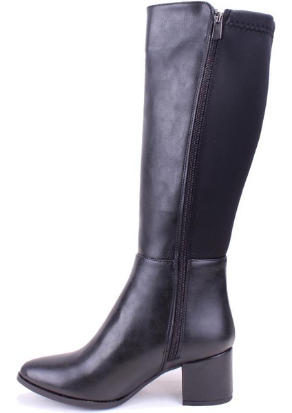 DZA07-928725 Siyah Klasik Kalın Topuklu Kadın Çizme modelleri