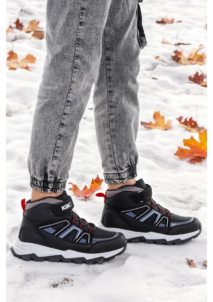 Kcal Termo Taban Cırtlı Erkek Çocuk Spor Bot Ayakkabı Siyah - Beyaz