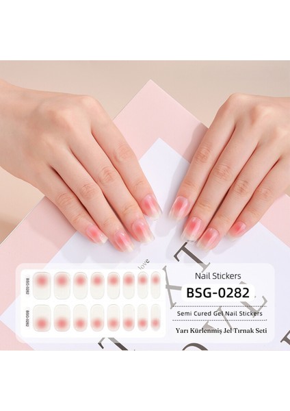 Jel Tırnak Seti, 16 Adet Jel Tırnak Sticker, Uv Işık Setli Jel Tırnak, Poly Jel Sticker Nail Art