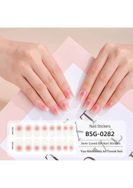 Jel Tırnak Seti, 16 Adet Jel Tırnak Sticker, Uv Işık Setli Jel Tırnak, Poly Jel Sticker Nail Art