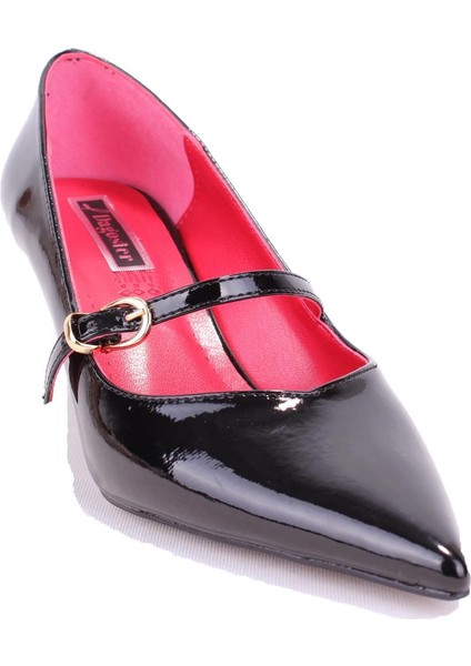 DZA07-389100 Siyah Rugan Stiletto Topuklu Kadın Ayakkabı