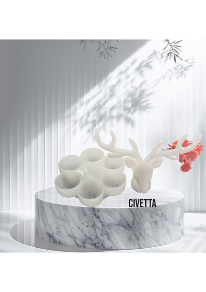 Ren Geyik Boynuzu Takı Askısı ve Kase Beyaz fiyatları