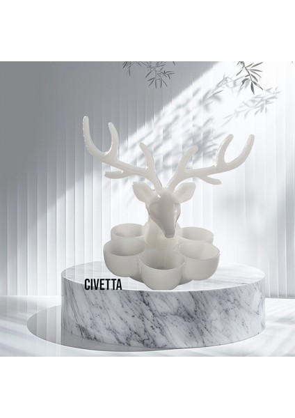 Ren Geyik Boynuzu Takı Askısı ve Kase Beyaz modelleri