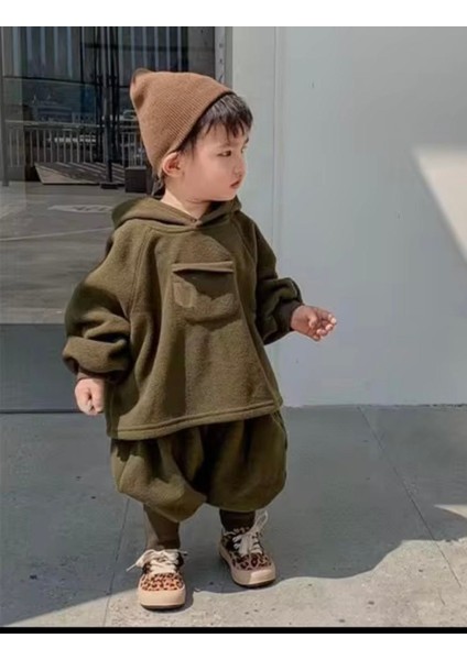 Haki Yeşil Bebek Çocuk Polar Takım