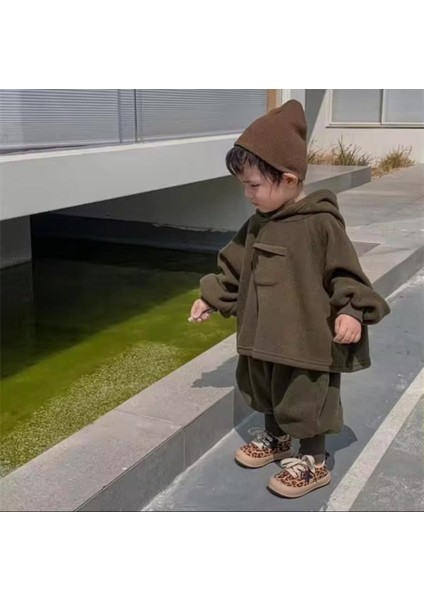 Haki Yeşil Bebek Çocuk Polar Takım modelleri