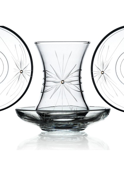 Pudgy 31 Parça 6 Kişilik Bardak Çeyiz Seti Dik Karaflı Mira Desenli indirimleri