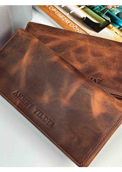 West Polo Kişiye Özel İsimli Telefon Bölmeli Hakiki Deri Cüzdan Paraportföy