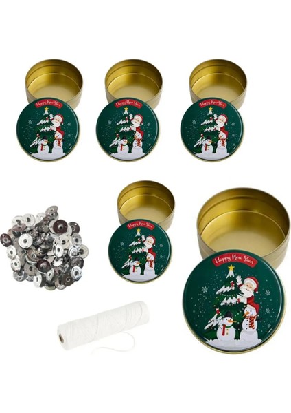 Yılbaşı Mum Yapım Seti 26 Parça Kardan Adam Metal Kutu - Mum Fitili Tutacağı Kalıbı