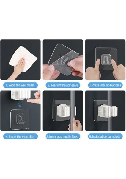 Yapışkanlı Pratik Mop Tutucu 4 Adet Beyaz modelleri