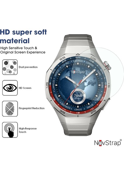 Novstrap Huawei Watch Gt5 Pro 46MM ile Uyumlu Ekran Koruyucu 9h Temperli Cam Kolay Uygulama Aparatlı