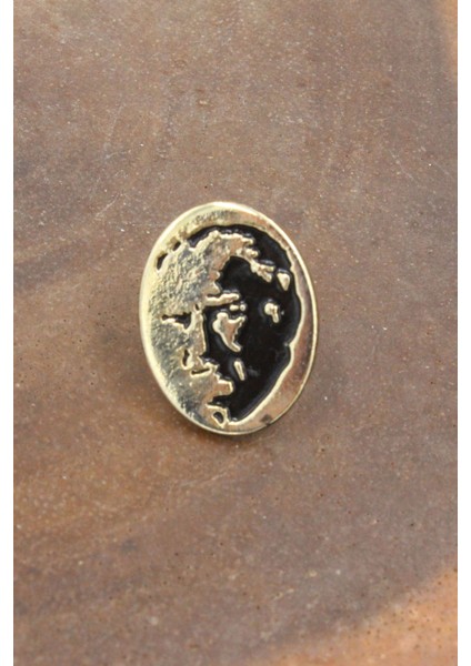 089 500012 Altın Atatürk Silüeti Rozeti Atatürk Yaka Rozeti