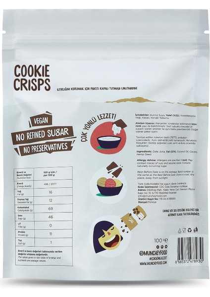 12'li Cookie Crisps Kakao 100 gr