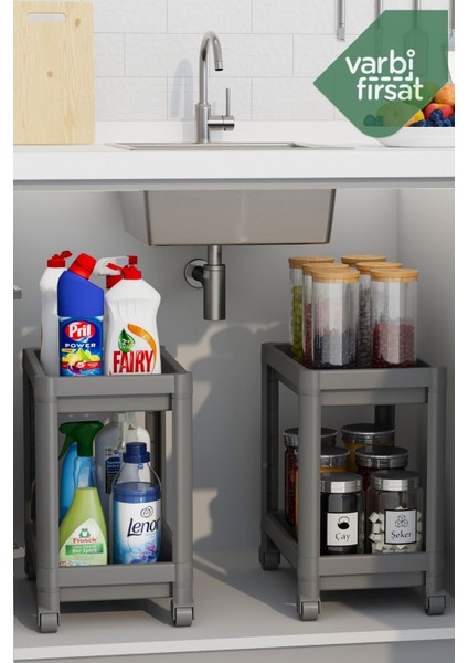 2 katlı tekerlekli düzenleyici mutfak rafı banyo rafı tezgah altı evye altı deterjanlık modelleri