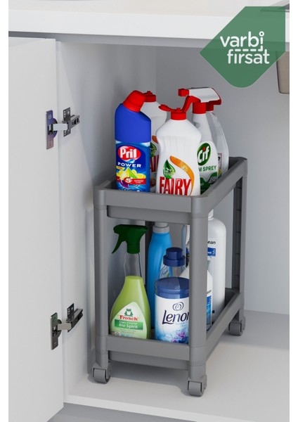 2 katlı tekerlekli düzenleyici mutfak rafı banyo rafı tezgah altı evye altı deterjanlık fırsatları