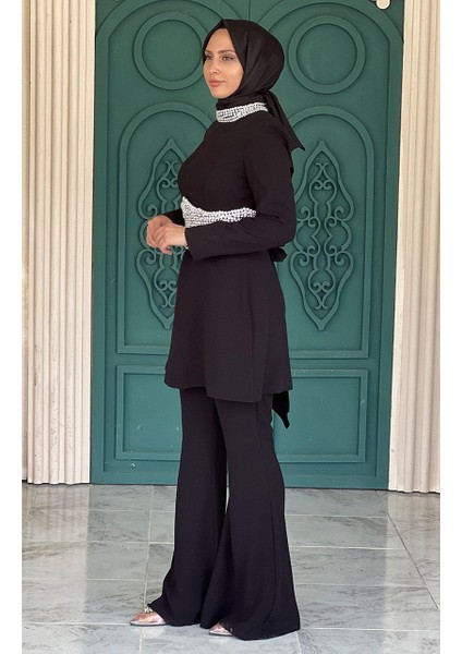 RİBAS Abiye Pantolonlu Takım R127 Siyah
