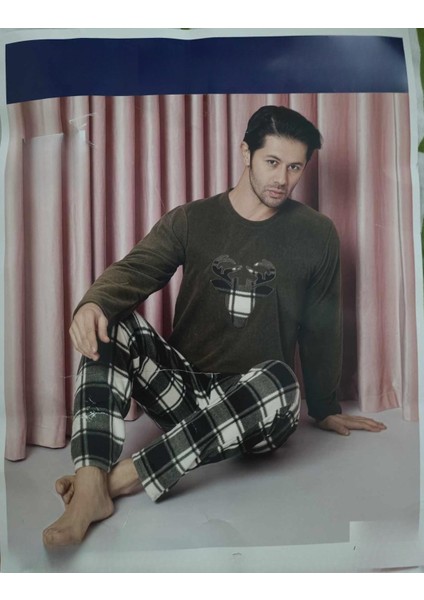Erkek Bisiklet Yaka Kışlık Polar Pijama Takımı A100/71 - 1 Adet